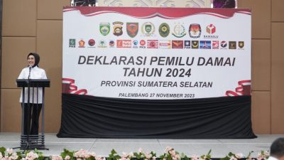 Ketua DPRD Sumsel, RA Anita Noeringhati Hadiri Deklarasi Pemilu Damai