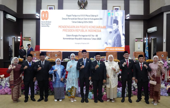 DPRD OKI Gelar Rapat Paripurna Dengarkan Pidato Kenegaraan Dalam Rangka Peringatan HUT RI ke 80 Tahun